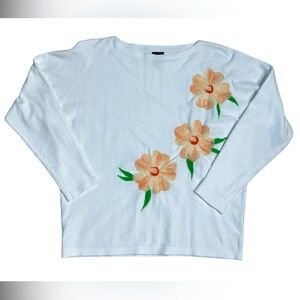 Aaeda Floral White Long Sleeve Top Women’s Medium